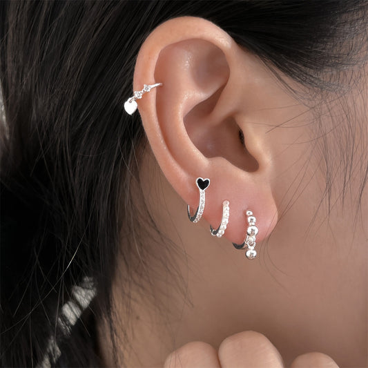 Pure silver refined zircon pearl earrings