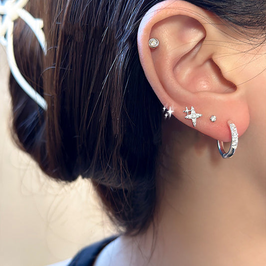 Geometric rhinestone zircon ear clip women's simple