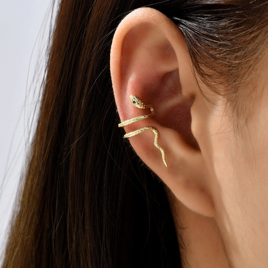 Design ear clip gold snake winding retro